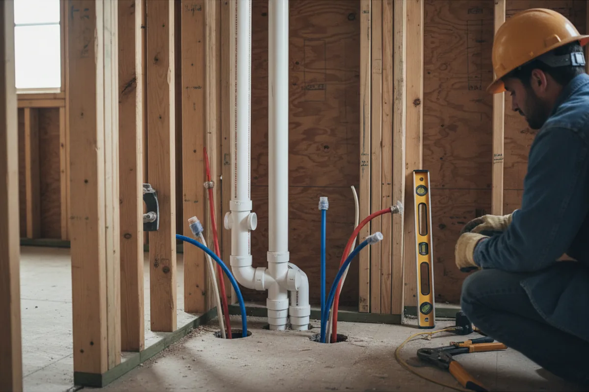 Drain and supply rough-in during Sump Pump Repair in Warnerville